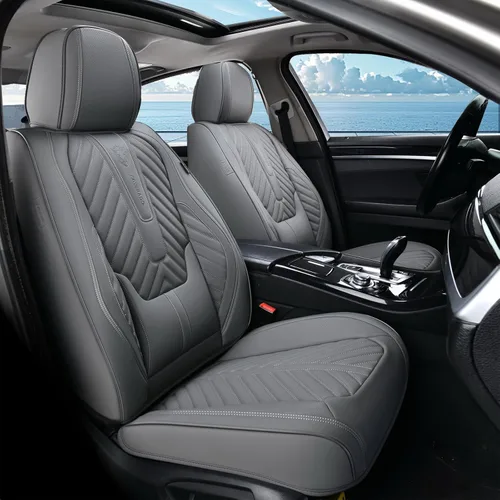 Miniatura 12 de Coverado Fundas de asiento de automóvil, juego completo de fundas de asiento de cuero sintético, fundas protectoras de asiento de lujo, ajuste Rojo