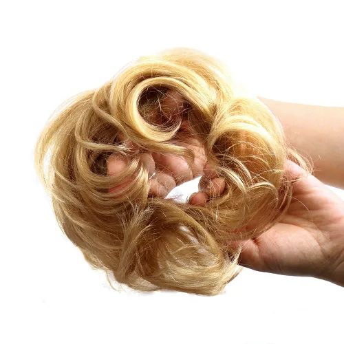 Miniatura 18 de Bella Hair - Rodete de extensión de cabello 100 % humano para banda elástica, extensión de cola de caballo ondeada, rizada o desordenada #2 Marrón
