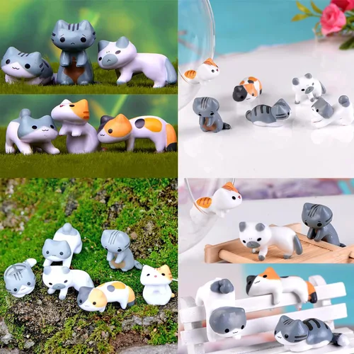 Miniatura 3 de 16 piezas de bonitas figuras de gato para decoración de pasteles, bonito gatito de hadas, jardín, micro paisaje, adorable estatua de animales