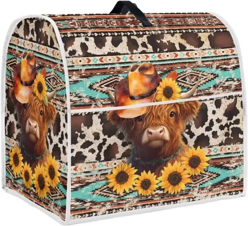 Miniatura 14 de UNICEU Protector de cubierta de batidora de soporte de cocina con estampado retro de mariposa de girasol, con mango superior, cubierta de polvo