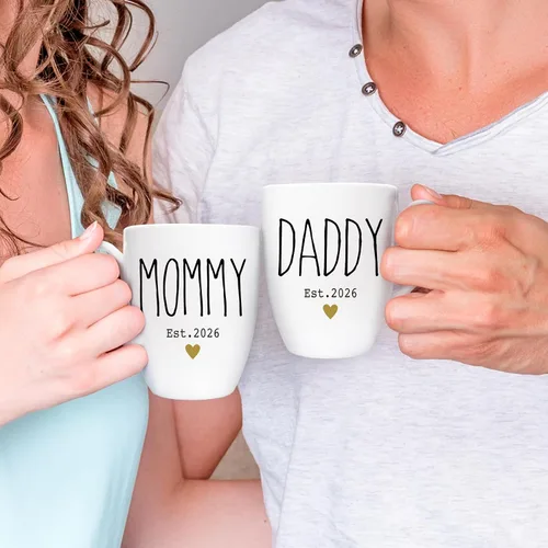 Miniatura 7 de Tazas de café para mamá y papá, regalos para nuevos padres 2026, juego de tazas para mamá y papá, perfecto para futuros padres y padres primerizos