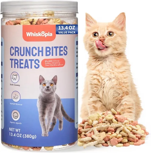 Miniatura 9 de Golosinas para gatos de interior con hierba gatera de 13.4 onzas con control de bola de pelo y cuidado dental, bocadillos naturales de pollo