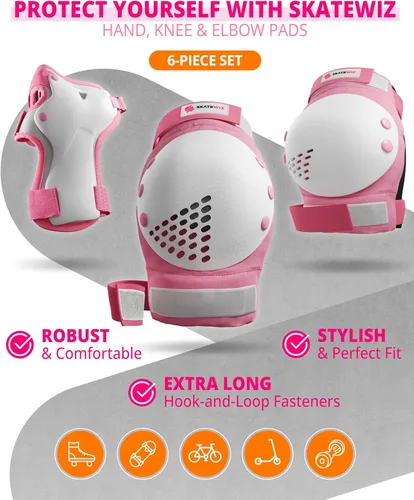 Miniatura 6 de SKATEWIZ Juego de almohadillas de protección para patineta para niños y adultos - Smash - Almohadillas para patines [6 piezas] con protectores