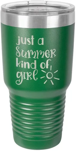 Miniatura 16 de JUST A SUMMER KIND OF GIRL Vaso de 30 oz con pajita y tapa superior deslizante Taza de viaje de acero inoxidable Comparar con Yeti Rambler