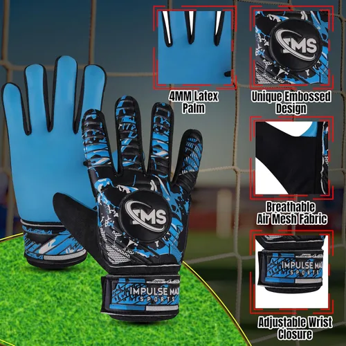 Miniatura 2 de Guantes de portero prémium para jóvenes, palma de látex de calidad y mano trasera, agarre superior, absorción de impactos, comodidad y durabilidad