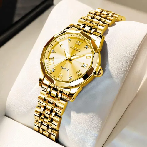 Miniatura 2 de OLEVS Reloj de pulsera para mujer, de acero inoxidable, de dos tonos, de acero inoxidable, analógico, de cuarzo, para mujer