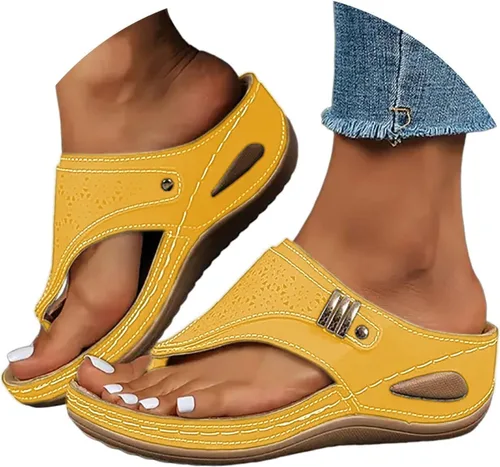 Miniatura 28 de Sandalias ortopédicas con soporte de arco, sandalias planas para exteriores, estilo bohemio, para caminar, cómodas, elegantes, informales