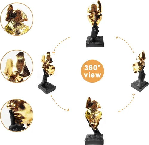 Miniatura 2 de Estatua del Pensador - Silencio es Oro - Figura de Arte Abstracto Decorativa - 30.5 cm de Alto No Oir No Ver No Hablar Esculturas de Resina Modernas