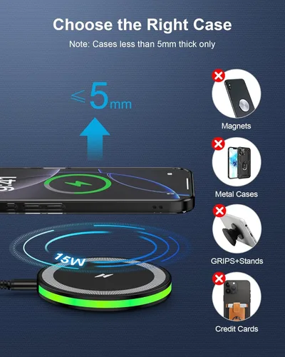 Miniatura 3 de Cargador inalámbrico para Samsung Galaxy S26 Ultra/S26 Plus/S26/S25 Ultra/S25 Edge/S25FE/S24/S23/S22/S21, almohadilla de carga rápida de teléfono