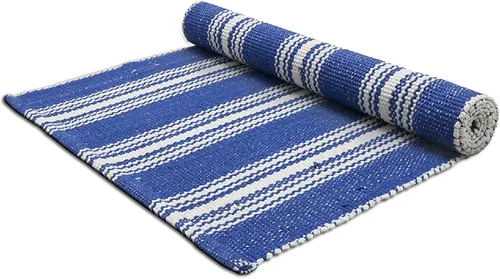 Miniatura 12 de Alfombrilla de Yoga Tejida a Mano 100% Algodón - Gruesa Hecha en Telar en India - para Ejercicio en Piso de Gimnasio - Corredor para Dormitorio