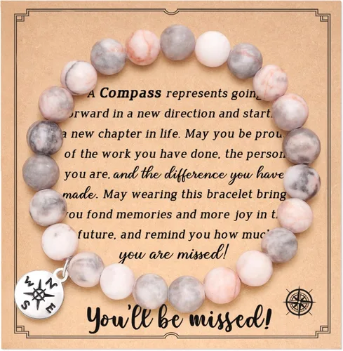 Miniatura 22 de HGDEER Pulsera de jubilación de piedra natural para mujeres/hombres 2024, regalos de despedida de despedida, regalo de San Valentín para compañeros
