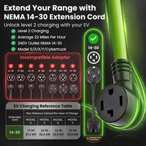 Miniatura 8 de GEARit Cable de extensión para secadora de 30 amperios, cable de extensión NEMA 14-30 de 4 puntas, NEMA 14-30P a 14-30R, 125/250 V resistente 10/4