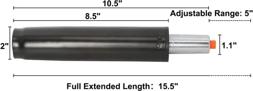 Miniatura 2 de Homend Reemplazo de cilindro de elevación de gas para silla de oficina, color negro, de 10.5 a 15.5 pulgadas (carrera de 5 pulgadas)