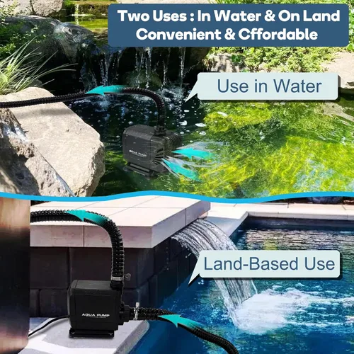 Miniatura 5 de Bomba de agua sumergible de 900 GPH de 45 W y tubo de 10 pies para caja de cascada de vertedero POND BOSS de 8 pulgadas de ancho
