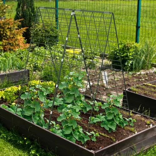 Miniatura 6 de AGTEK Enrejado plegable de pepino de 34 x 48 pulgadas con estacas de jardín y bridas de cremallera, soporte para plantas, un marco de enrejado