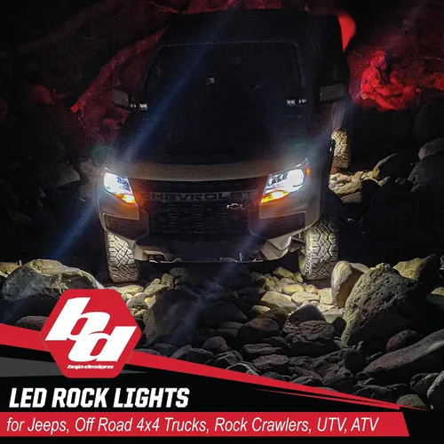 Miniatura 9 de Kit de luz LED para roca Baja Designs - 4 piezas. LED con arnés de cableado (blanco)