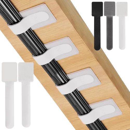 Miniatura 13 de Paquete de 50 bridas reutilizables autoadhesivas para organizar cables, correas ajustables de gancho y bucle para organizar cables de datos, cables