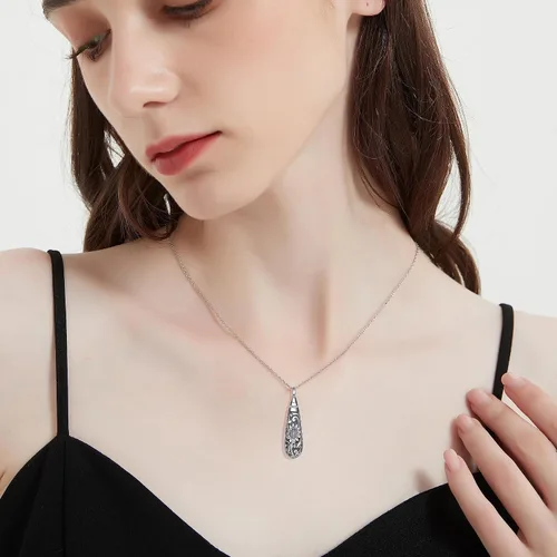 Miniatura 150 de Collar con colgante de urna de cenizas de cremación y árbol de la vida para mujer, plata de ley US1
