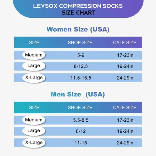 Miniatura 7 de LEVSOX Calcetines de compresión de talla grande, calcetines de soporte de pantorrilla ancha para mujeres y hombres, 15-20 mmHg hasta la rodilla