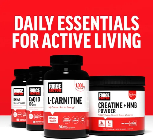 Miniatura 8 de Force Factor Suplemento de L-carnitina, L Carnitina Tartrato de 1000 mg cápsulas para convertir la grasa en energía, apoyar la recuperación muscular