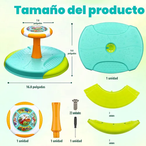 Miniatura 8 de VROGTIK Juguetes de dinosaurio para sentarse y girar para niños pequeños de 1 a 3 años, asiento giratorio de 360° con luces LED y música, regalo