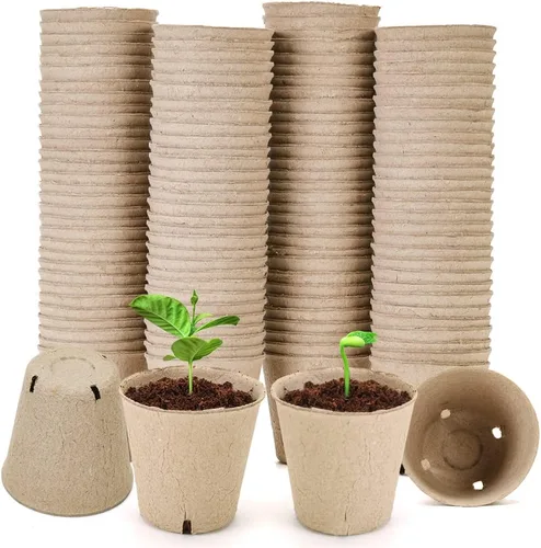 YESIACE Maceta de Turba, 126 Paquetes Macetas de Inicio de Semillas de 3.15 Pulgadas con Agujeros de Drenaje Maceta de Vivero Redonda, Macetas de