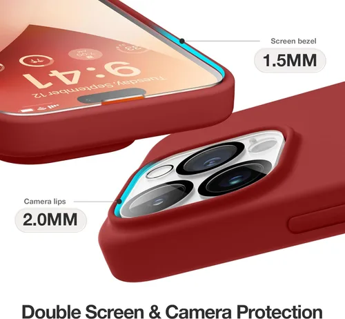 Miniatura 216 de GONEZ Funda de silicona para iPhone 15 Pro Max, compatible con Magsafe, protector de cámara + protector de pantalla, forro de microfibra suave