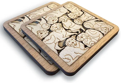 Miniatura 11 de 02 Posavasos de Perro Beagle - Juego de Posavasos de Madera con Rompecabezas de Perro Beagle - Posavasos Entrelazados tipo Rompecabezas con Diseño