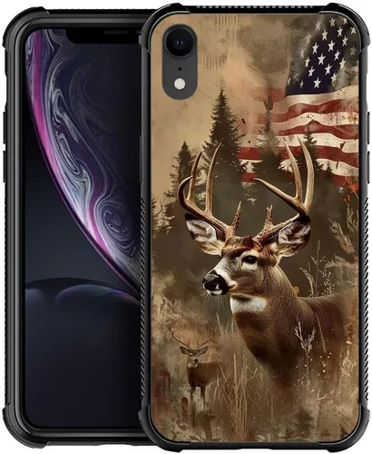 Miniatura 15 de DJSOK Funda compatible con iPhone XR, H American Eagle Flag con cuatro esquinas, protección a prueba de golpes, TPU suave y patrón de policarbonato