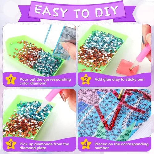 Miniatura 3 de Epakh 8 piezas de arte de diamantes para arte de diamantes, gema de animales, kit de pintura 5D, fácil de pintar por números, decoración de pared