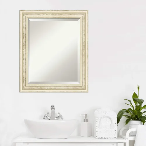 Miniatura 6 de Amanti Art - Espejo de baño blanco para sobre lavabo, espejo rectangular de 24x20 con lavado de campo blanco, marco rústico pequeño de madera