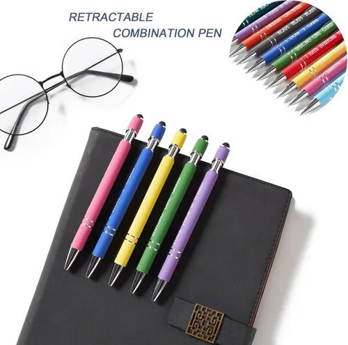 Miniatura 3 de 10 bolígrafos multicolor divertidos con citas quejándose y función de pantalla táctil, regalos de oficina, bolígrafos pasivos negativos