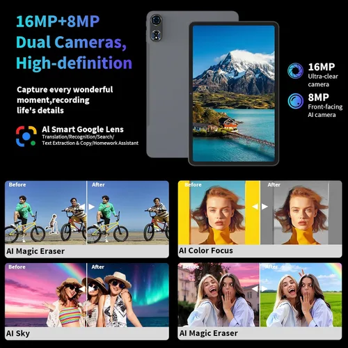 Miniatura 8 de Tablet Android 15 de 12 pulgadas, tableta 2026 con teclado, 24GB+256GB+2TB Expand, tabletas 2 en 1 con Gemini AI, Octa-Core, 8000mAh, WiFi 5G