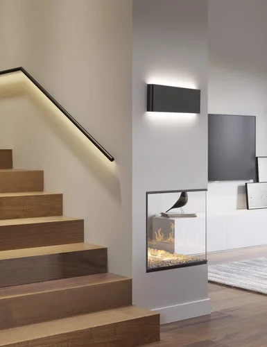 Miniatura 2 de JOOSENHAUSE Lámparas de pared LED negras de 16" para dormitorio, interior, pasillo, modernas, mini luces de tocador de baño 14W 4000K, lámpara