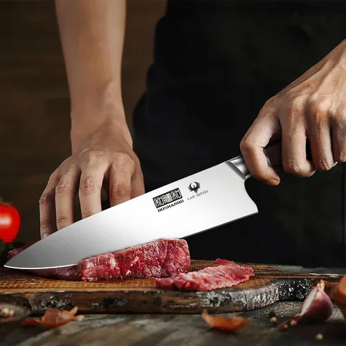 Miniatura 5 de HOSHANHO Juego de 5 cuchillos de cocina estilo japonés, cuchillos de chef profesionales ultra afilados de acero inoxidable de alto carbono con mango