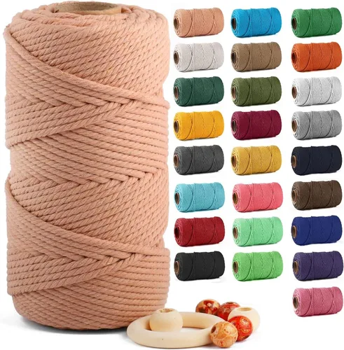 Miniatura 72 de Cuerda de algodón para macramé de 5 mm x 109 yardas, ZUEXT 100% natural hecha a mano, cuerda de algodón trenzada de 4 hebras para colgar plantas