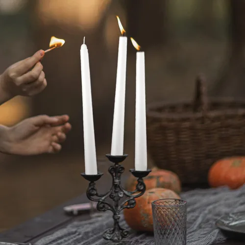 Miniatura 3 de Velas cónicas sin goteo – Velas blancas sin perfume a granel – Palitos de vela de larga duración de 7.5 – 8 horas – para candelabros, mesa