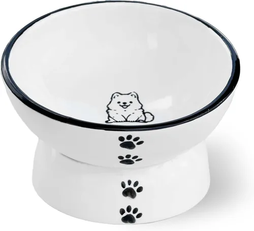 Miniatura 14 de Cuencos elevados para gatos, cuenco de comida para gatos elevado 3D de cerámica de 4.9 pulgadas para fatiga de bigotes, cuenco inclinado para gatito