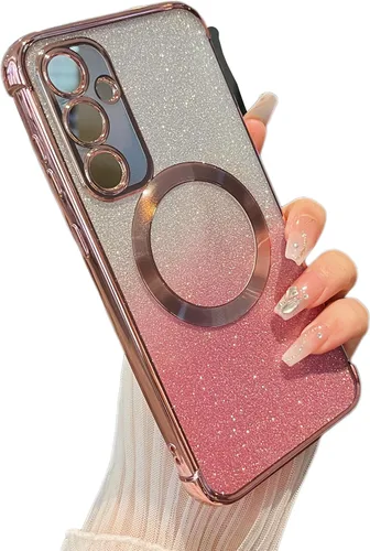 Miniatura 13 de ZTOFERA Funda magnética para Samsung Galaxy S22 Ultra 5G con gradiente de purpurina, [Compatible con MagSafe] Funda de lujo con chapado de purpurina