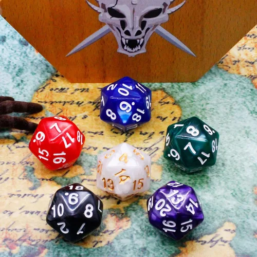Miniatura 3 de Handan 6 Piezas D20 Dados Poliédricos, Dados DND de 20 Caras, Dados Grandes de Perla de 22mm Mezcla de Colores, Conjunto de Dados D&D de 20 Caras