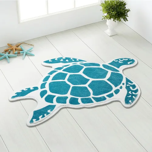 Miniatura 4 de Haull - Alfombra de baño de tortuga marina, tapete de baño de animales lindos, turquesa, antideslizante, lavable, cubierta de tortuga para niños