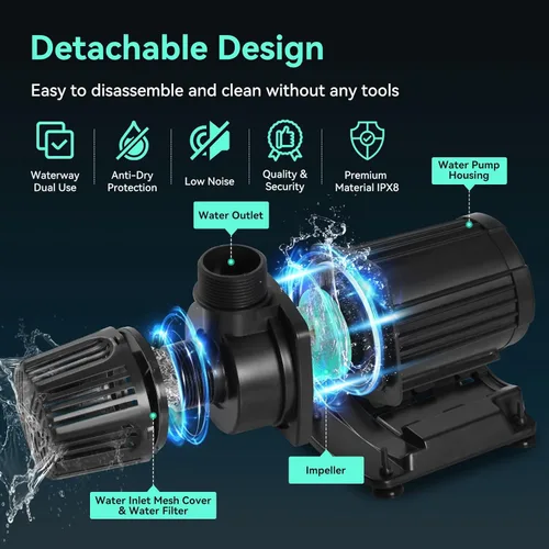 Miniatura 2 de Bomba de agua sumergible 3968 GPH, bomba de estanque de 110 W con 29.6 pies. Altura de elevación para piscina de estanque Koi, cascada, pecera