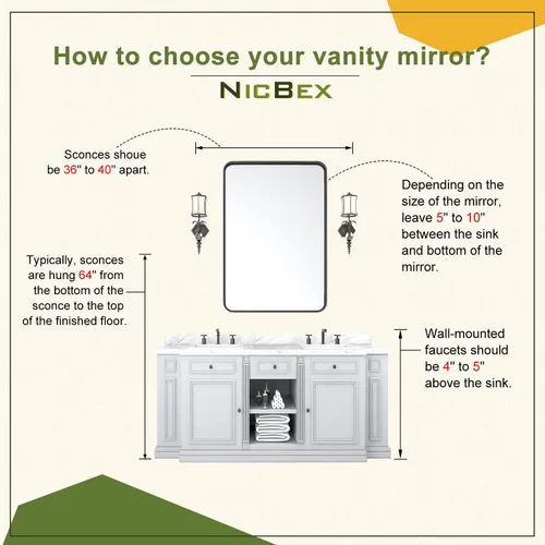 Miniatura 7 de NicBex Espejo de tocador de baño de 32 x 22 pulgadas, espejo de pared con marco de aleación para tocador de baño, dormitorio, pasillo y decoración