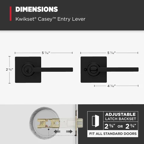 Miniatura 10 de Kwikset Casey - Manija de puerta de entrada con cerradura y llave, palanca exterior reversible con cerradura segura, para entrada principal y Negro