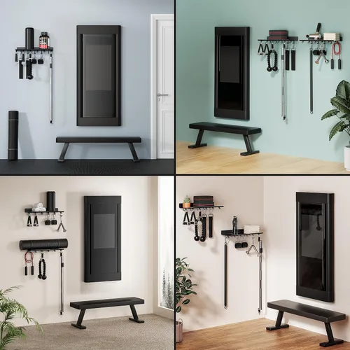 Miniatura 6 de Estante Flotante de 1 Nivel Compatible con Accesorios Tonales, Estante de Almacenamiento para Gimnasio en Casa, Organizador de Montaje en Pared