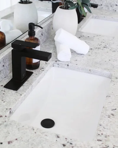 Miniatura 9 de Lava Odoro Grifo de baño negro mate de 1 agujero, moderno grifo de lavabo de baño de un solo orificio para tocador con montaje de drenaje