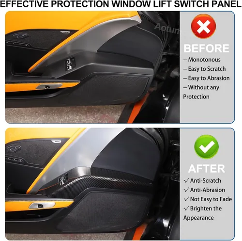 Miniatura 2 de Cubierta del panel de control de la ventana de la puerta del automóvil para Chevrolet Corvette C7 para el interior del automóvil (2 piezas)
