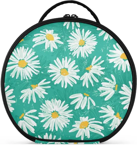 Miniatura 29 de senya Bolsa redonda para cosméticos, estuche de viaje para maquillaje, bolsa organizadora de maquillaje con divisores ajustables, portátil