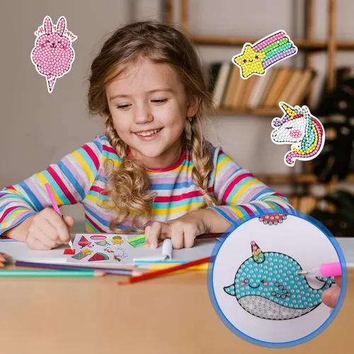 Miniatura 7 de Cymbana Kit de calcomanías de diamantes de pintura 5D, 25 piezas de diamantes y puntos, artes y manualidades para niños de 6 a 8 a 12 años, contiene