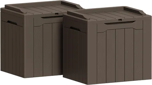 Miniatura 27 de Greesum Caja de resina de 31 galones para todo tipo de clima, cajas de almacenamiento al aire libre para juegos de muebles de patio, juguetes al